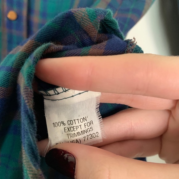 Zara Green & Navy Plaid Snap Button Snap Button Women’s Size Medium - Picture 5 of 8